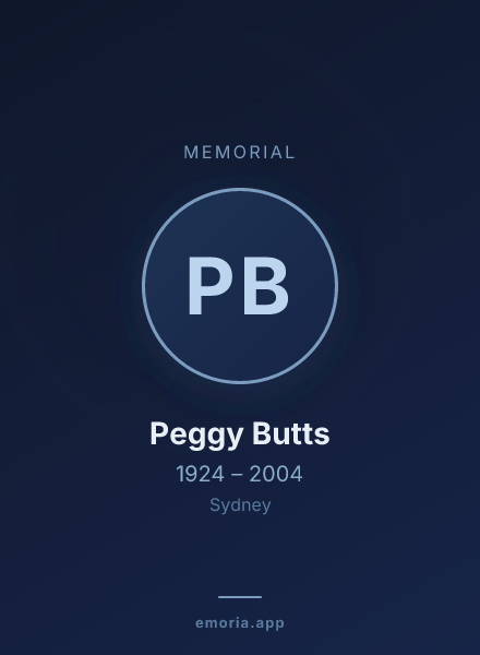 Memorial portrait of Peggy Butts