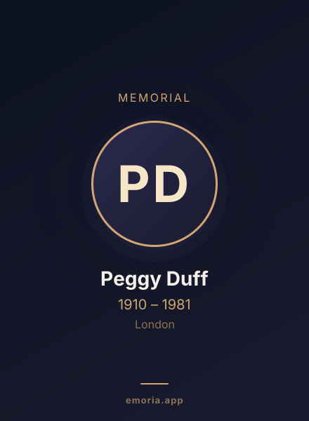 Memorial portrait of Peggy Duff