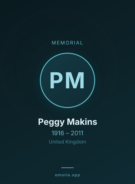 Memorial portrait of Peggy Makins