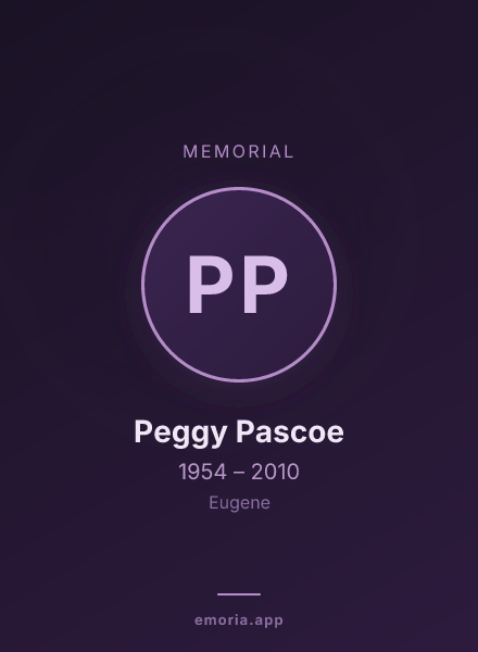 Memorial portrait of Peggy Pascoe