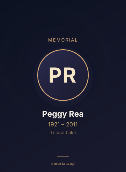 Memorial portrait of Peggy Rea