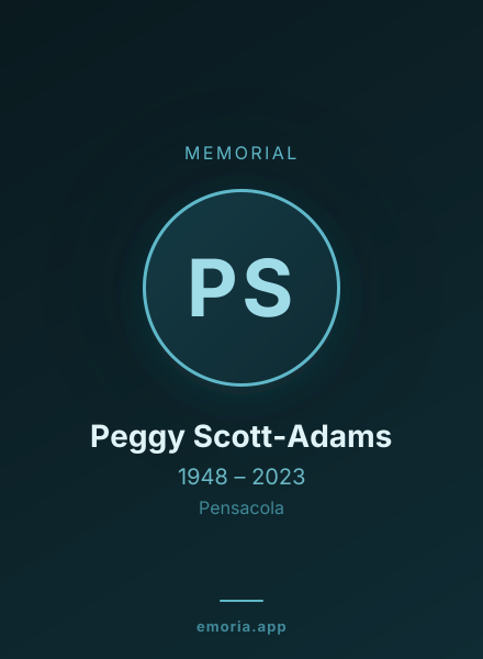 Memorial portrait of Peggy Scott-Adams