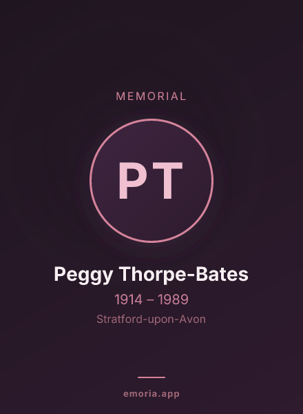 Memorial portrait of Peggy Thorpe-Bates
