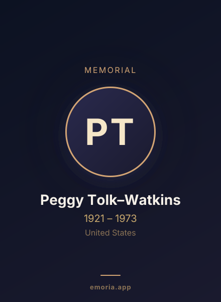 Memorial portrait of Peggy Tolk–Watkins