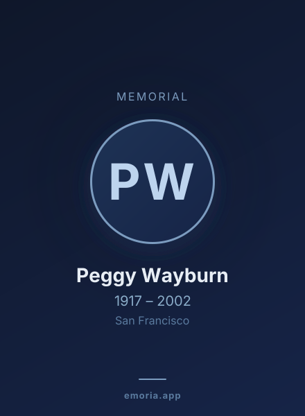 Memorial portrait of Peggy Wayburn