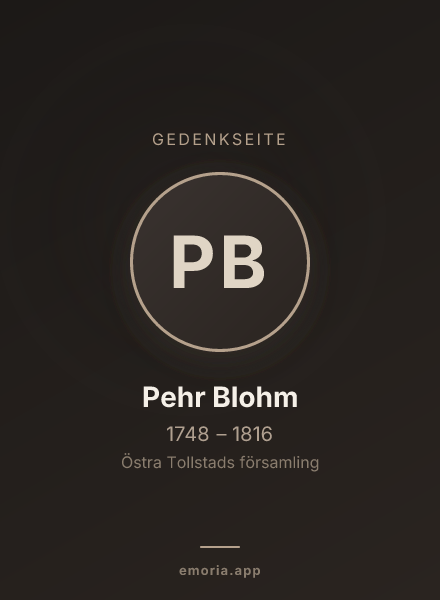 Gedenkportrait von Pehr Blohm