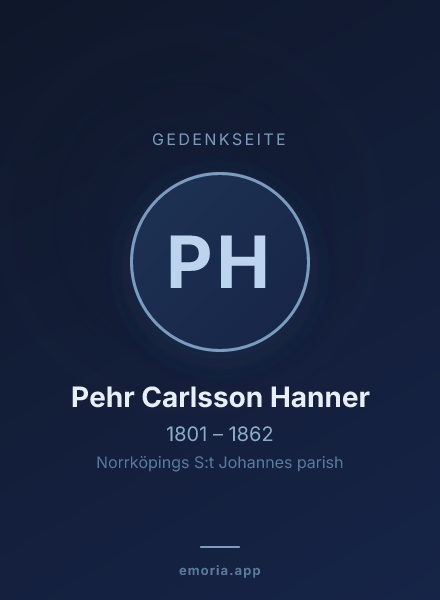 Gedenkportrait von Pehr Carlsson Hanner