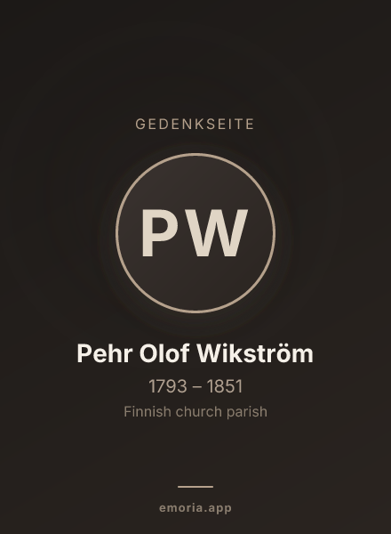 Gedenkportrait von Pehr Olof Wikström