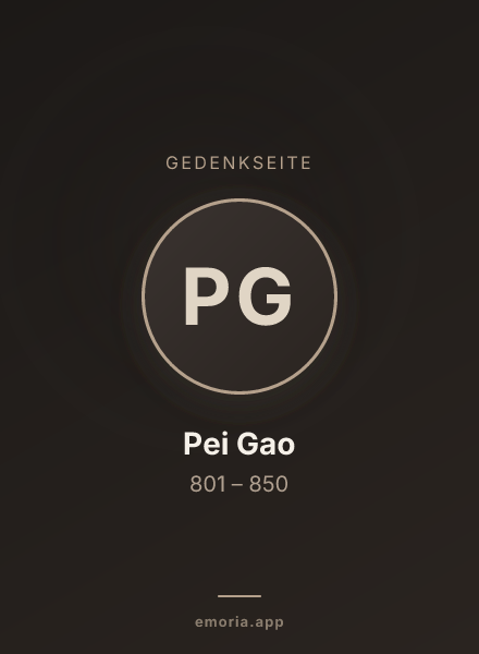 Gedenkportrait von Pei Gao