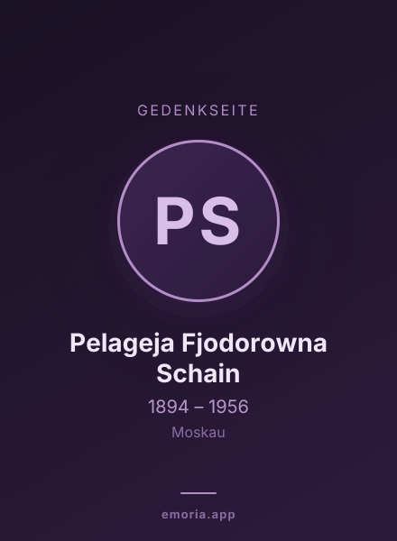 Gedenkportrait von Pelageja Fjodorowna Schain