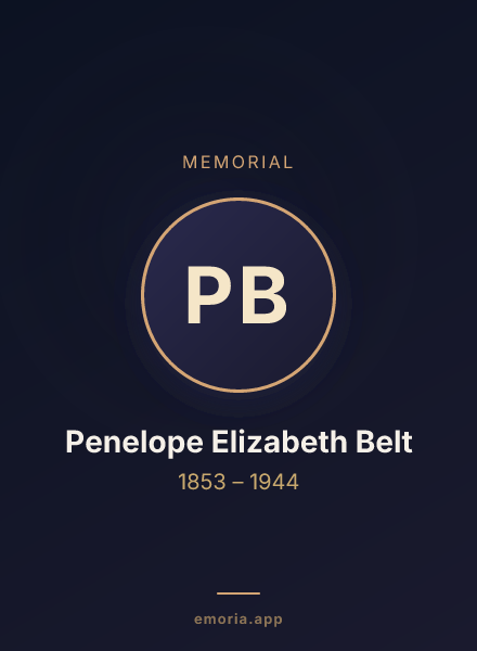 Memorial portrait of Penelope Elizabeth Belt