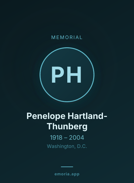 Memorial portrait of Penelope Hartland-Thunberg