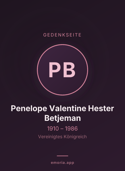 Gedenkportrait von Penelope Valentine Hester Betjeman