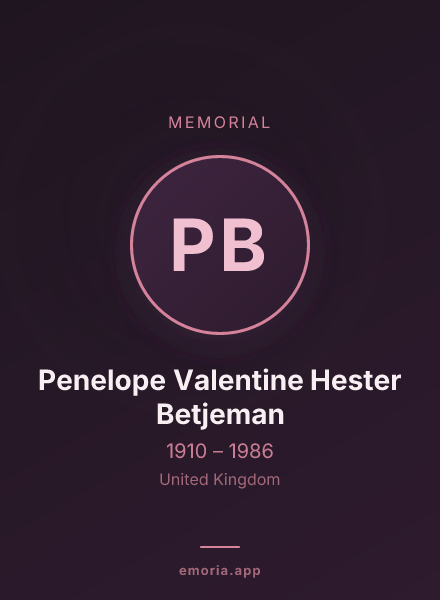 Memorial portrait of Penelope Valentine Hester Betjeman