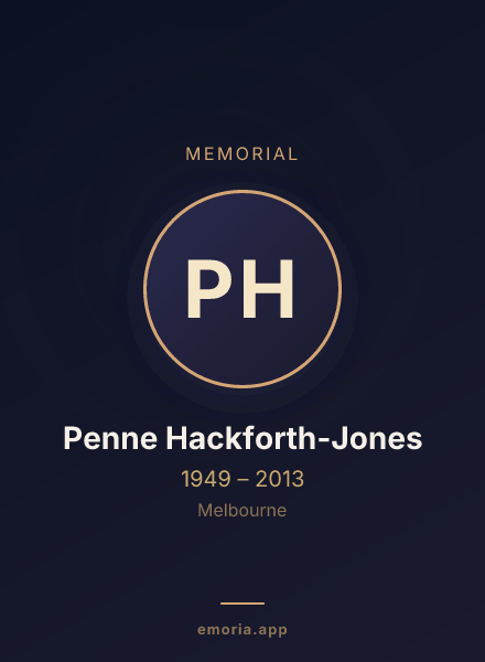 Memorial portrait of Penne Hackforth-Jones