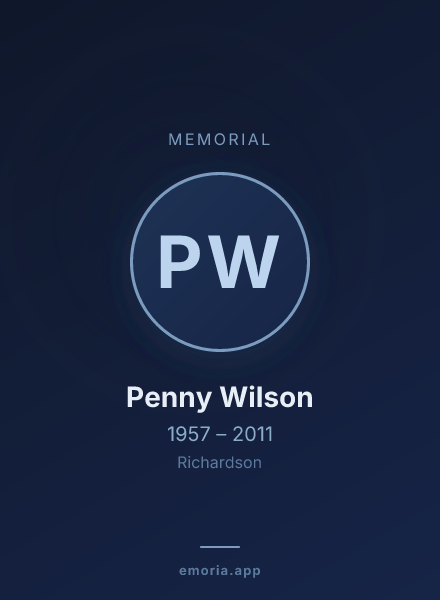 Memorial portrait of Penny Wilson