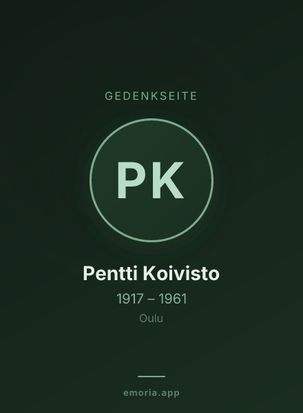 Gedenkportrait von Pentti Koivisto