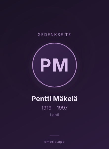 Gedenkportrait von Pentti Mäkelä