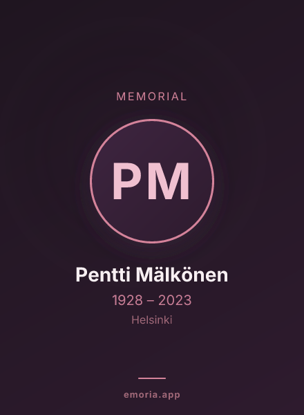 Memorial portrait of Pentti Mälkönen