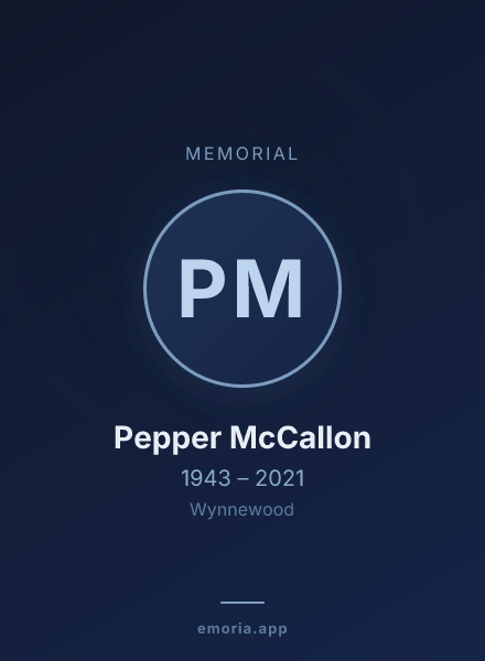 Memorial portrait of Pepper McCallon