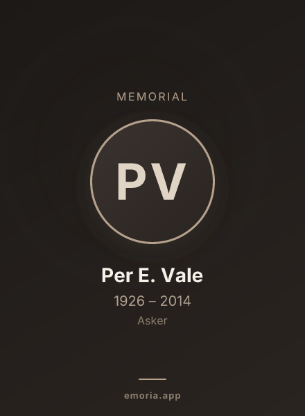 Memorial portrait of Per E. Vale