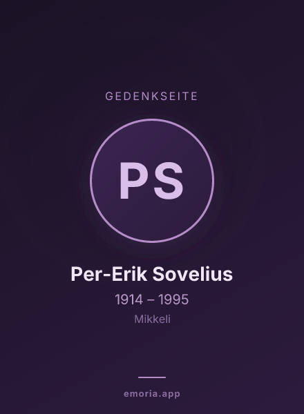 Gedenkportrait von Per-Erik Sovelius