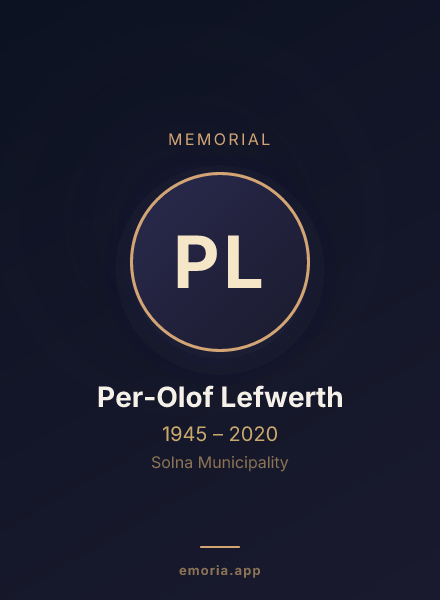 Memorial portrait of Per-Olof Lefwerth
