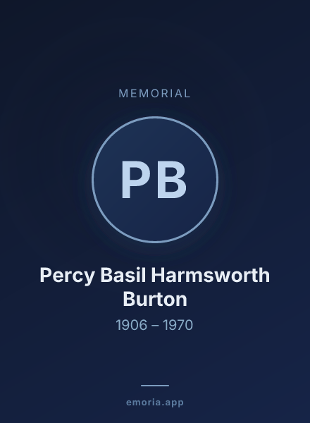 Memorial portrait of Percy Basil Harmsworth Burton