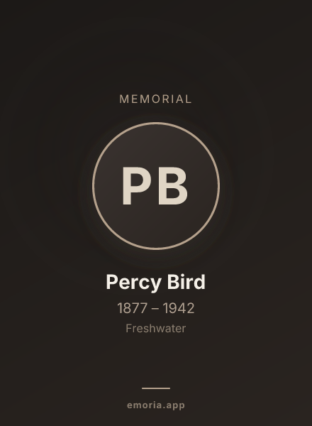 Memorial portrait of Percy Bird