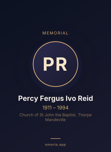 Memorial portrait of Percy Fergus Ivo Reid
