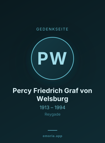 Gedenkportrait von Percy Friedrich Graf von Welsburg