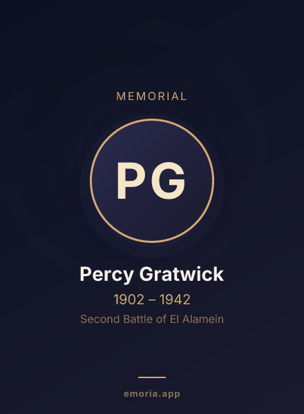Memorial portrait of Percy Gratwick