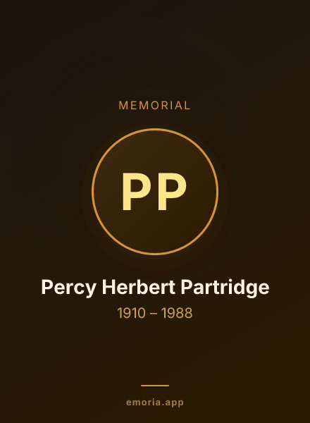 Memorial portrait of Percy Herbert Partridge