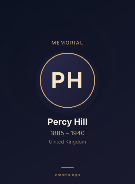 Memorial portrait of Percy Hill