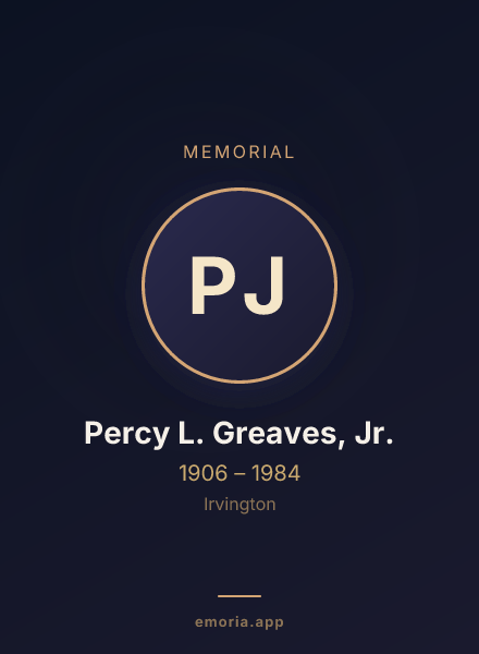 Memorial portrait of Percy L. Greaves, Jr.