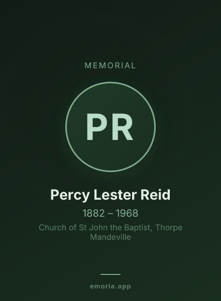 Memorial portrait of Percy Lester Reid