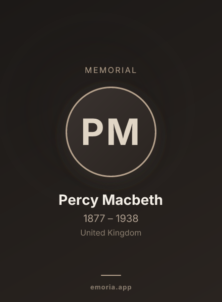 Memorial portrait of Percy Macbeth