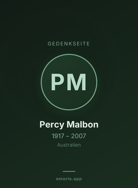 Gedenkportrait von Percy Malbon