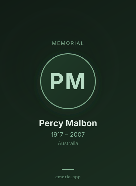 Memorial portrait of Percy Malbon