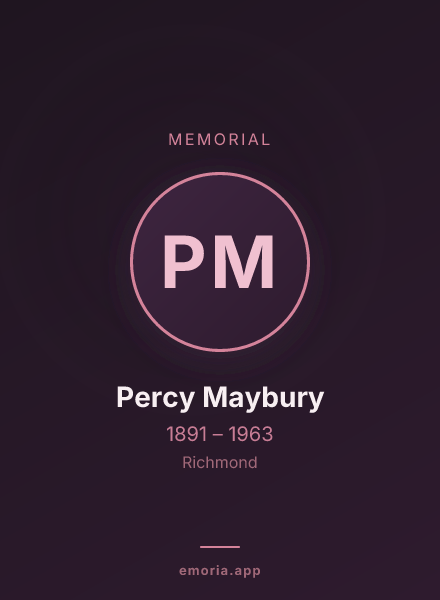 Memorial portrait of Percy Maybury