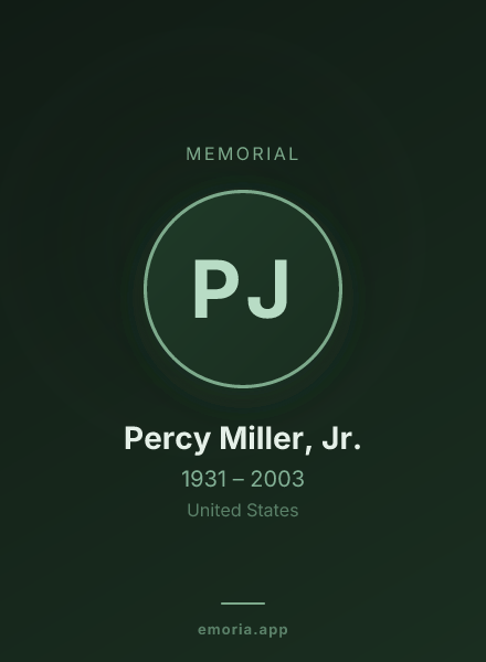 Memorial portrait of Percy Miller, Jr.