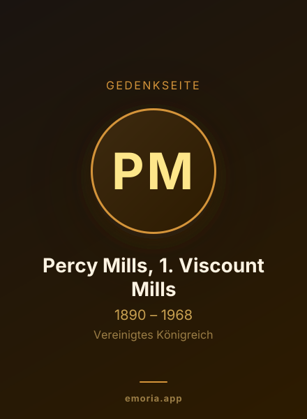 Gedenkportrait von Percy Mills, 1. Viscount Mills