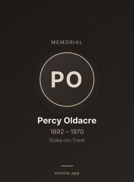 Memorial portrait of Percy Oldacre