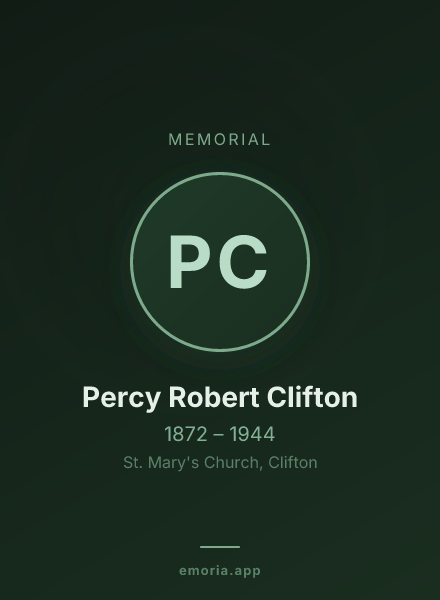 Memorial portrait of Percy Robert Clifton