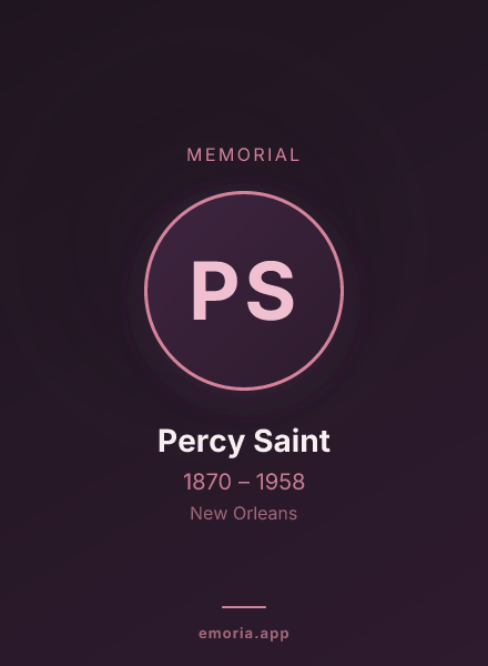 Memorial portrait of Percy Saint