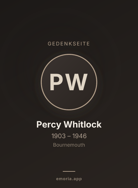 Gedenkportrait von Percy Whitlock