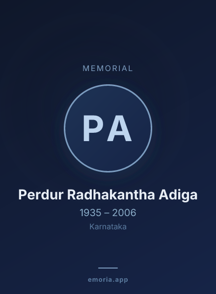 Memorial portrait of Perdur Radhakantha Adiga