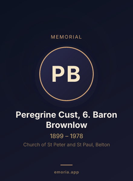 Memorial portrait of Peregrine Cust, 6. Baron Brownlow