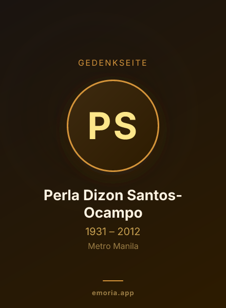 Gedenkportrait von Perla Dizon Santos-Ocampo