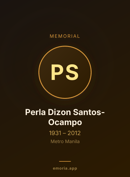 Memorial portrait of Perla Dizon Santos-Ocampo
